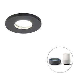 Inteligentné kúpeľňové zápustné bodové svietidlo čierne vrátane WiFi GU10 - Prístrešok vyobraziť