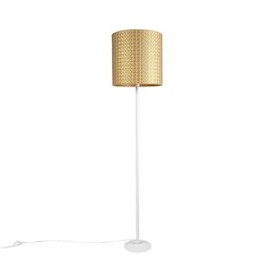 Vintage stojaca lampa biela so zlatým trojuholníkom odtieň 40 cm - Simplo vyobraziť