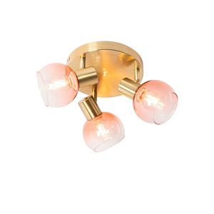 Art Deco stropné bodové svietidlo zlaté s ružovým sklom 3-svetlo - Vidro vyobraziť
