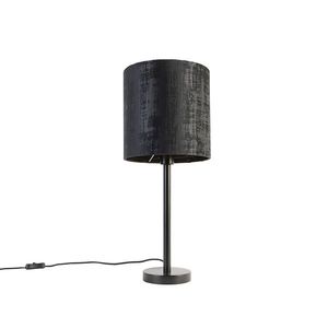 Moderná stolná lampa čierna s čiernym tienidlom 25 cm - Simplo vyobraziť