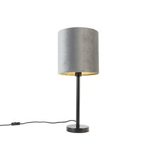 Moderná stolná lampa čierna so sivým tienidlom 25 cm - Simplo vyobraziť