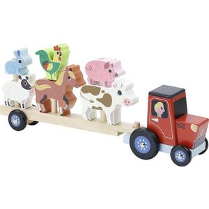 Dřevěný traktor se zvířátky na nasazování Zetor vícebarevný vyobraziť