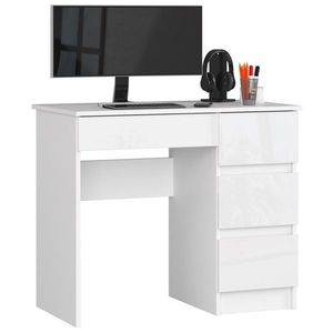Písací stôl A-7 90 cm biely lesk pravý vyobraziť
