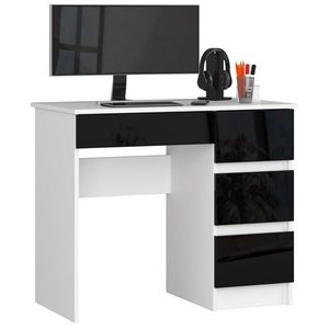 Písací stôl A-7 90 cm biely/čierny pravý vyobraziť