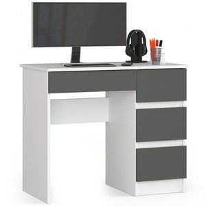 Písací stôl A-7 90 cm pravý biely/grafit vyobraziť