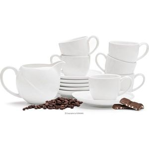 Porcelánový kávový servis na espresso 13 ks RESEDA pro 6 osob bílý vyobraziť