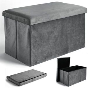 Taburet s úložným prostorem DIEGO XL sametový šedý vyobraziť