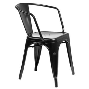 ArtD Jedálenská stolička PARIS ARMS inšpirovaná Tolix Farba: Čierna vyobraziť