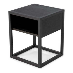 Čierny nočný stolík s doskou z dubového dreva s poličkami Diva – Spinder Design vyobraziť