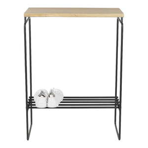 Konzolový stolík v čierno-prírodnej farbe s doskou z dubového dreva 29x57 cm Clint – Spinder Design vyobraziť