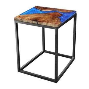 Sconto Odkladací stolík RESIN 40x40 cm, modrá/sivá vyobraziť