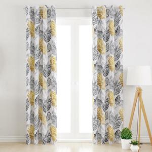 Dekoratívna alebo textilná záclona, OXY Listy Dorea, sivo-žltá, 150 cm 150 cm vyobraziť