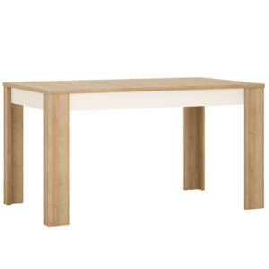 Jedálenský stôl LYOT03, rozkladací, dub riviera/biela s extra vysokým leskom, 140-180x85 cm, LEONARDO vyobraziť