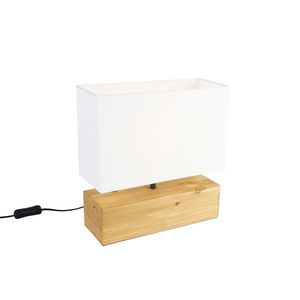 Vidiecka stolová lampa drevená s bielym tienidlom - Valesca vyobraziť