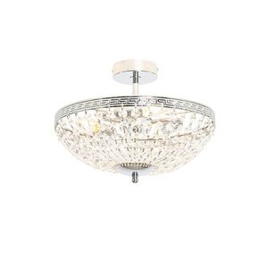 Klasické stropné oceľové svietidlo s krištáľovým 3-svetlom - Mondrian vyobraziť