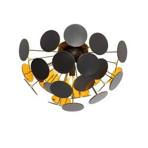 Dizajnové stropné svietidlo čierne so zlatým 54cm 3-svetlo - Cerchio vyobraziť