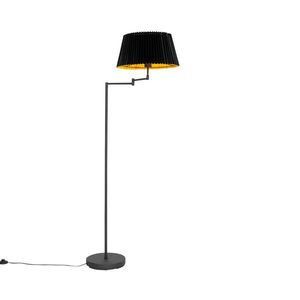 Čierna stojaca lampa s čiernym skladaným tienidlom a nastaviteľným ramenom - Ladas Deluxe vyobraziť