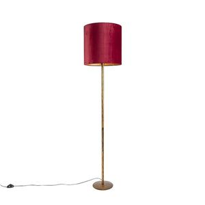 Vintage stojaca lampa zlatá s červeným odtieňom 40 cm - Simplo vyobraziť