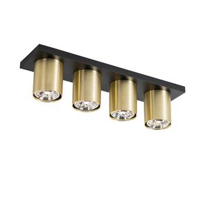 Moderné stropné bodové svietidlo čierne so zlatým 4-svetlom - Tubo vyobraziť