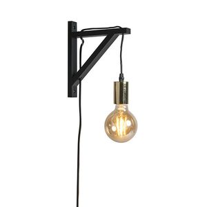 Nástenná lampa čierna so zlatom - Hangman vyobraziť