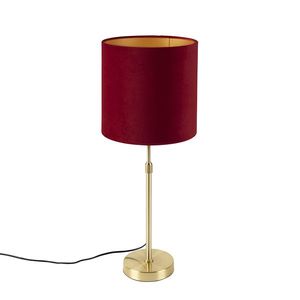 Stolová lampa zlatá / mosadz s červeným zamatovým odtieňom 25 cm - Parte vyobraziť