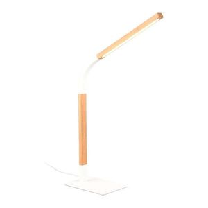 LED stmievateľná stolová lampa v bielej a prírodnej farbe s dreveným tienidlom (výška 73, 5 cm) Norris – Trio vyobraziť