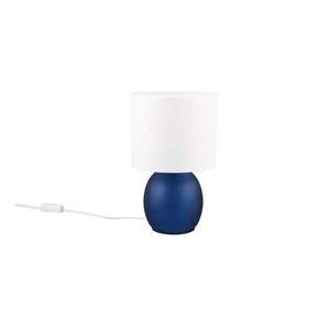 Bielo-modrá stolová lampa s textilným tienidlom (výška 29 cm) Vela – Trio vyobraziť