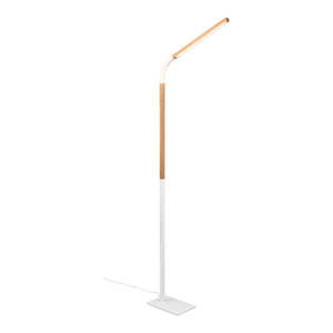 LED stojacia lampa v bielej a prírodnej farbe s dreveným tienidlom (výška 169, 5 cm) Norris – Trio vyobraziť