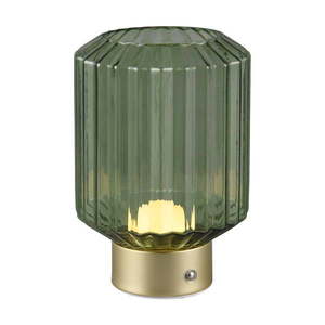 Stmievateľná LED stolová lampa v zelenej a zlatej farbe so skleneným tienidlom (výška 19, 5 cm) Lord – Trio vyobraziť