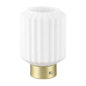 Stmievateľná LED stolová lampa v bielej a zlatej farbe so skleneným tienidlom (výška 19, 5 cm) Lord – Trio vyobraziť