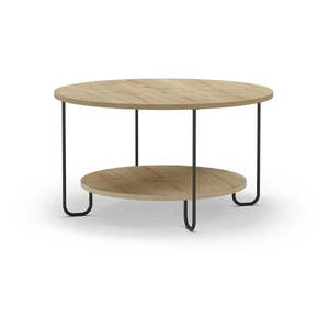Okrúhly konferenčný stolík s doskou v dubovom dekore v prírodnej farbe ø 80 cm Tonka – Marckeric vyobraziť