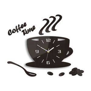 Moderné nástenné hodiny COFFE TIME 3D WENGE wenge (nalepovacie hodiny na stenu) vyobraziť