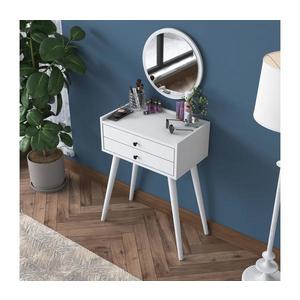 Toaletný stolík RANI 75x85, 8 cm + nástenné zrkadlo pr. 40 cm biela vyobraziť