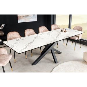 Jedálenský stôl DOSHAR Dekorhome Bielo-sivý mramor vyobraziť