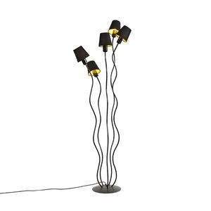 Dizajnová stojaca lampa čierna 5-svetlá s upínacím tienidlom - Wimme vyobraziť
