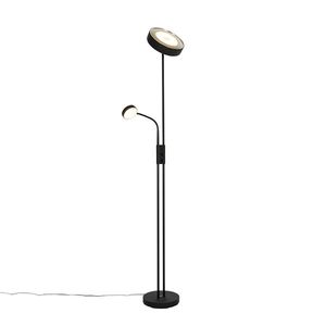 Čierna stojaca lampa vrátane LED a stmievača s lampou na čítanie - Kelso vyobraziť