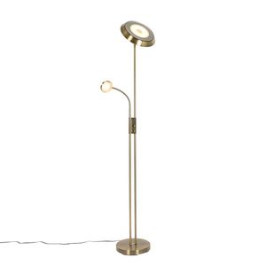 Bronzová stojaca lampa vrátane LED a stmievača s lampou na čítanie - Fez vyobraziť