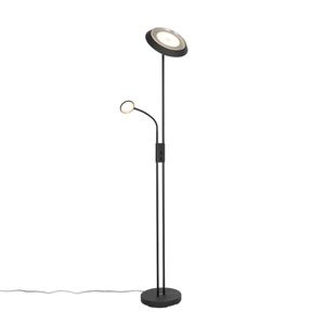 Stojacia lampa čierna vrátane LED a stmievača s lampou na čítanie - Fez vyobraziť