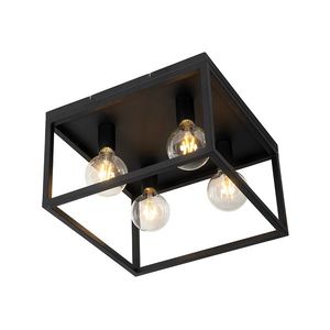 Priemyselná stropná lampa čierna 40 cm 4 -svetelná - Klietka vyobraziť