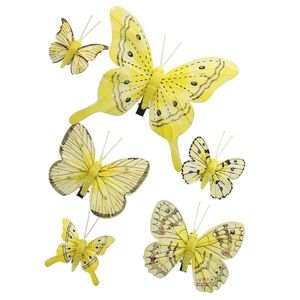 Súprava žltých motýlikov so štipcom, 6 ks, mix veľkostí​ vyobraziť