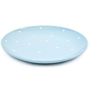 Keramický plytký tanier s bodkami, sv. modrá vyobraziť