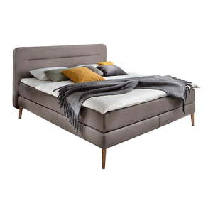 Hnedá a sivá čalúnená dvojlôžková posteľ s matracom Meise Möbel Massello, 160 x 200 cm vyobraziť