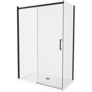 MEXEN/S - Omega sprchovací kút 130x70, transparent, čierna + biela vanička so sifónom 825-130-070-70-00-4010B vyobraziť