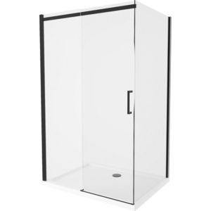 MEXEN/S - Omega sprchovací kút 140x100, transparent, čierna + biela vanička so sifónom 825-140-100-70-00-4010B vyobraziť