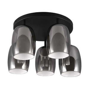 Stropné svietidlo so skleneným tienidlom ø 14 cm v čierno-striebornej farbe Barret – Trio Select vyobraziť