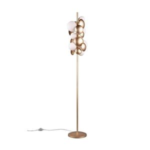 Stojacia lampa so skleneným tienidlom v zlato-bielej farbe (výška 155 cm) Bubble – Trio Select vyobraziť
