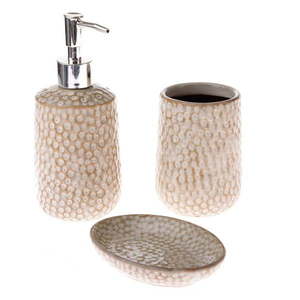 Béžová keramická súprava doplnkov do kúpeľne – Dakls vyobraziť
