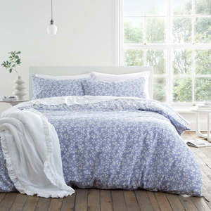 Biele/modré bavlnené obliečky na jednolôžko 135x200 cm Shadow Leaves – Bianca vyobraziť
