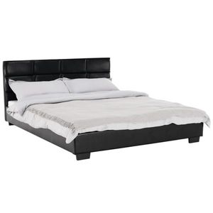 KONDELA Manželská posteľ s roštom, 160x200, čierna ekokoža, MIKEL vyobraziť