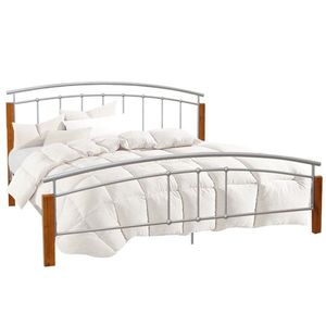 KONDELA Manželská posteľ, drevo jelša/strieborný kov, 180x200, MIRELA vyobraziť
